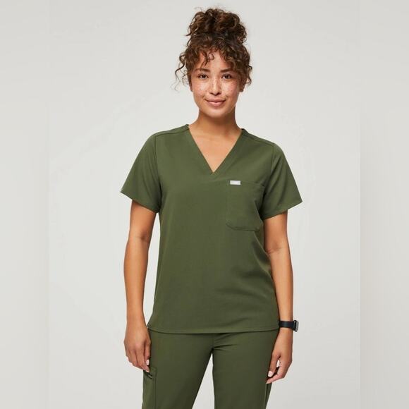 Figs Catarina scrub top in dark olive green size XXS One Pocket Medical Nurse - Picture 1 of 4